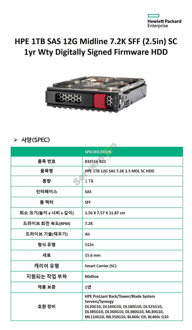 HPE 832514-B21 disque dur 2.5 1 To SAS